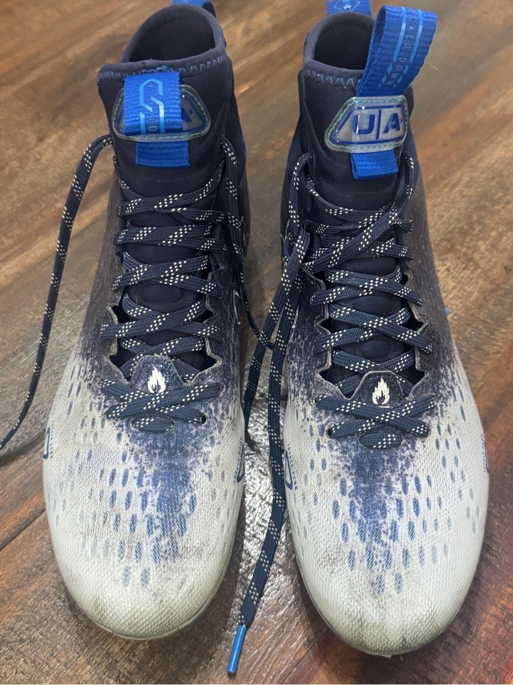 Under Armour Men's Navy and White High-Top Athletic Cleats